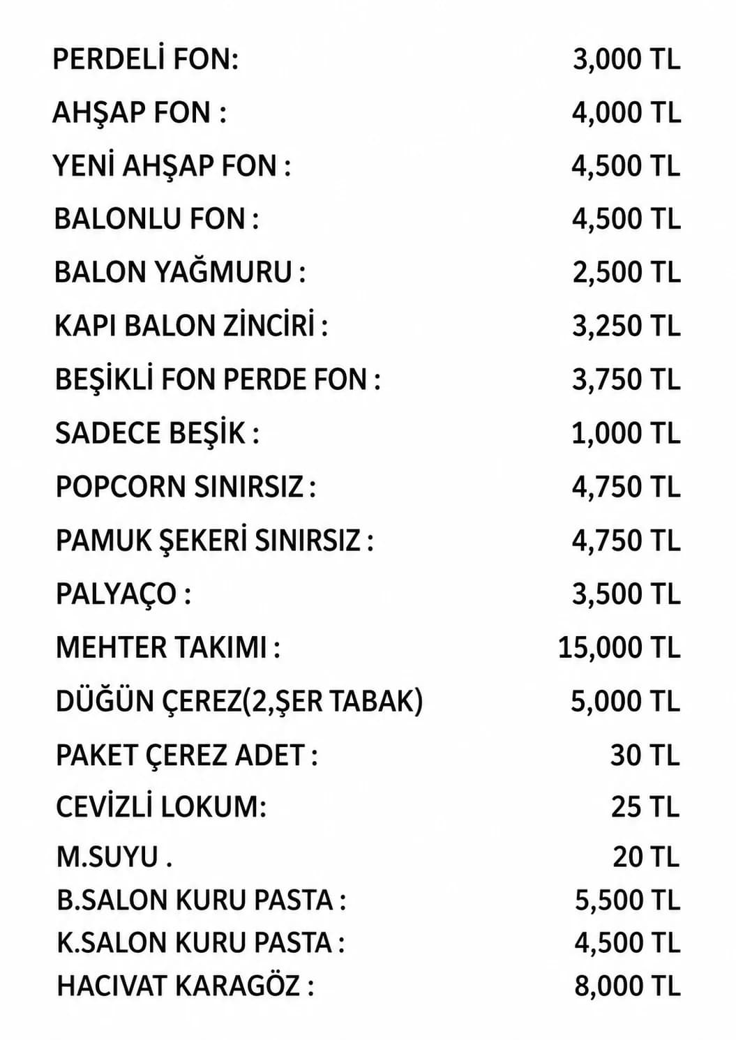 Ek hizmetler listesi